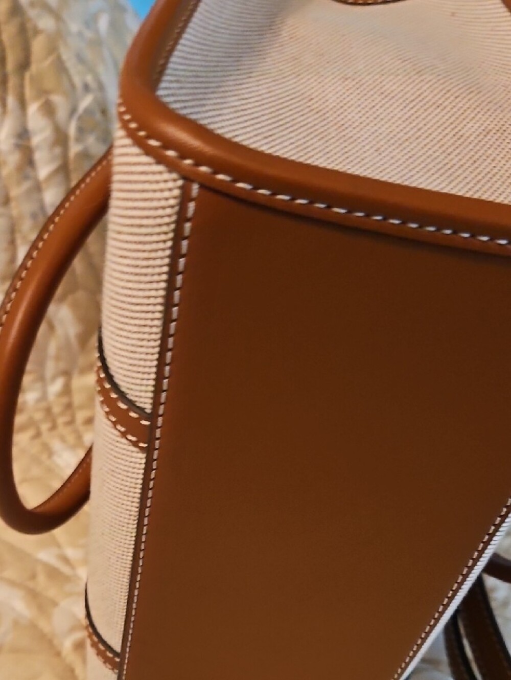 Tory Burch Blake Cream Canvas Satchel with Brown Leather Trim - Picture 11 of 15